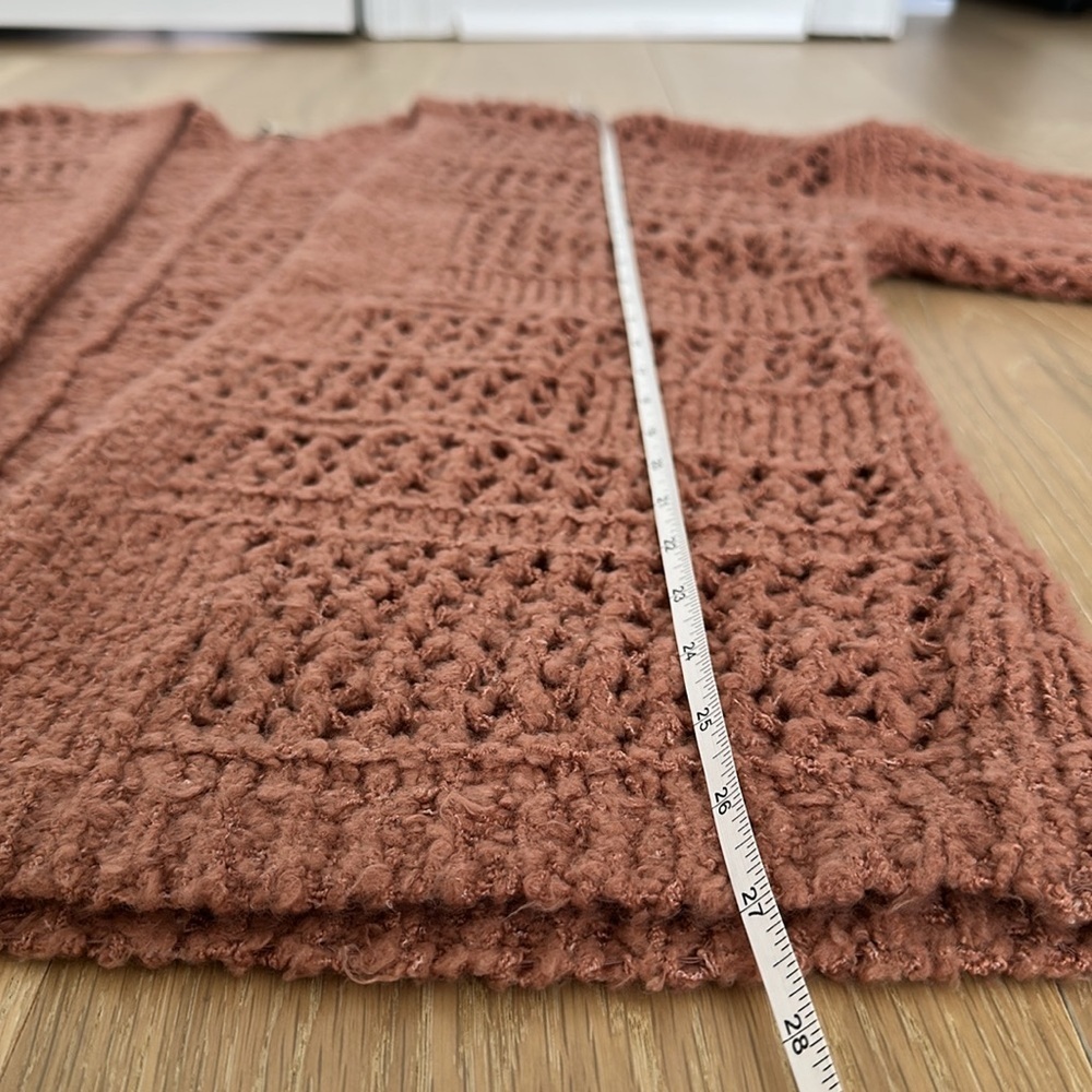 Rag Poets Slouchy Cable Knit Cardigan Oversized Open Front Mauve Pink Boho Beach - Picture 11 of 11